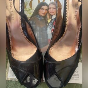 Naturalizer NWOT Glossy Black Peep-Toe Heel Sandal